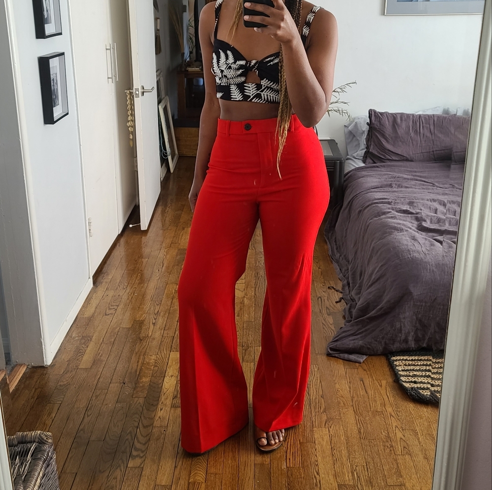 Zara Red Flare Trouser